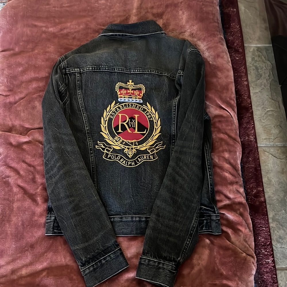 New Mens M Ralph Lauren Grey Stone Wash Jean Jacket